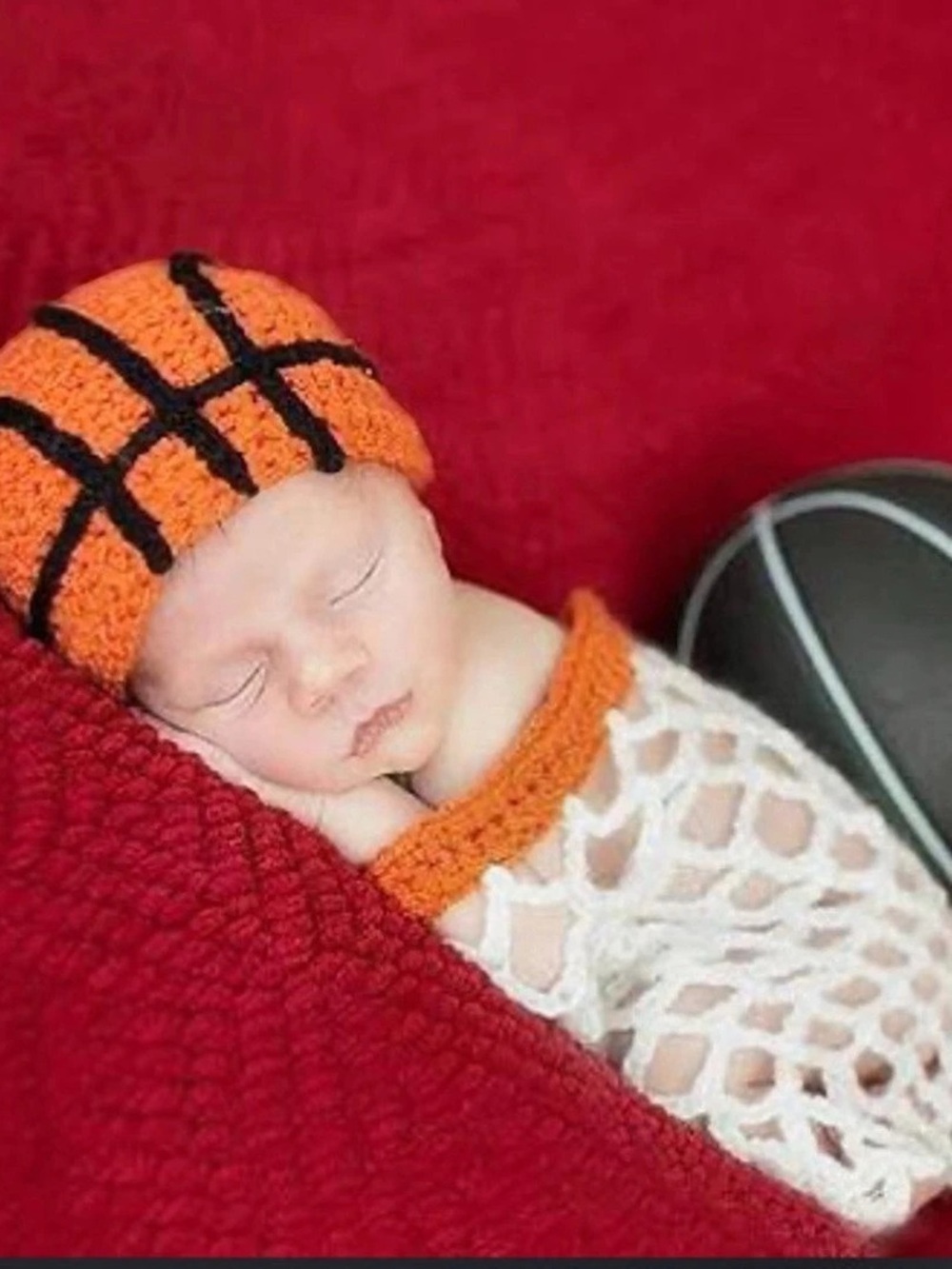 Baby Orange & White Crocheted Hat and Garment